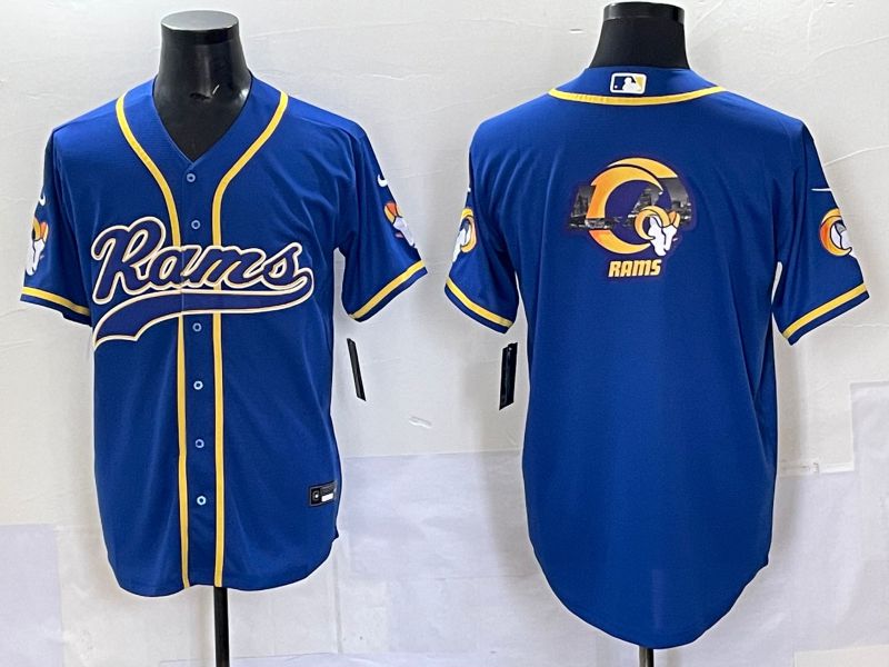 Men 2025 Los Angeles Rams Blank Blue Second generation joint name Nike Limited NFL Jersey style 03